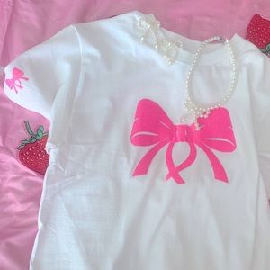 Pink bow custom T (sparkly)